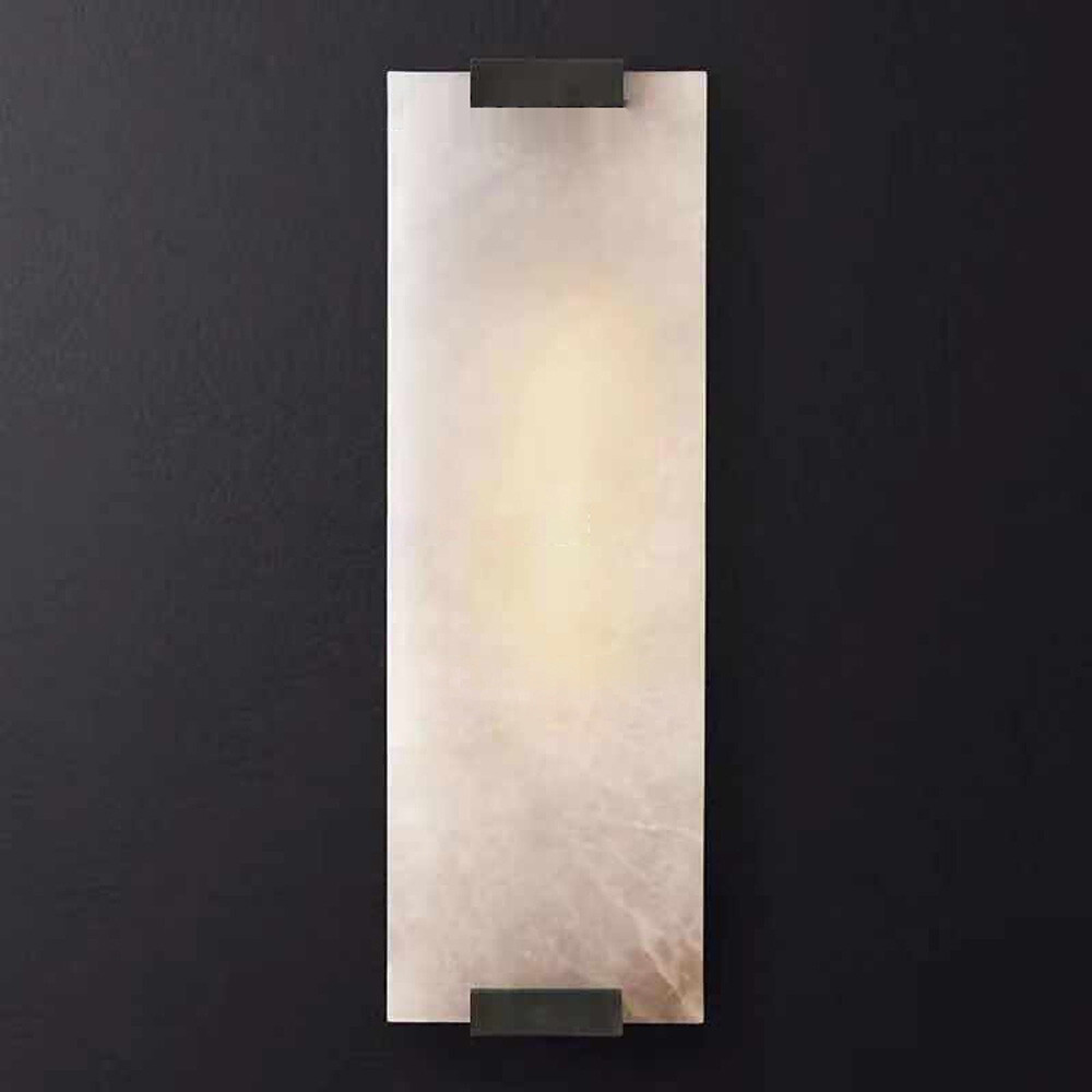 Wall Lamp Hand Carved Alabaster Rectangular Sconce Room Lighting Home Decor