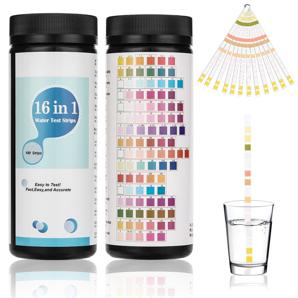 16 Parameters Water Test Strips – Accurate Home Drinking Water & Pool Test Kit