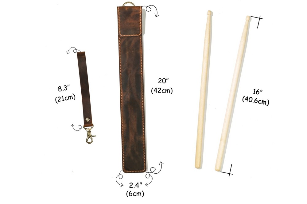 Personalized Leather drum stick bag case holder , unique gift for drummer