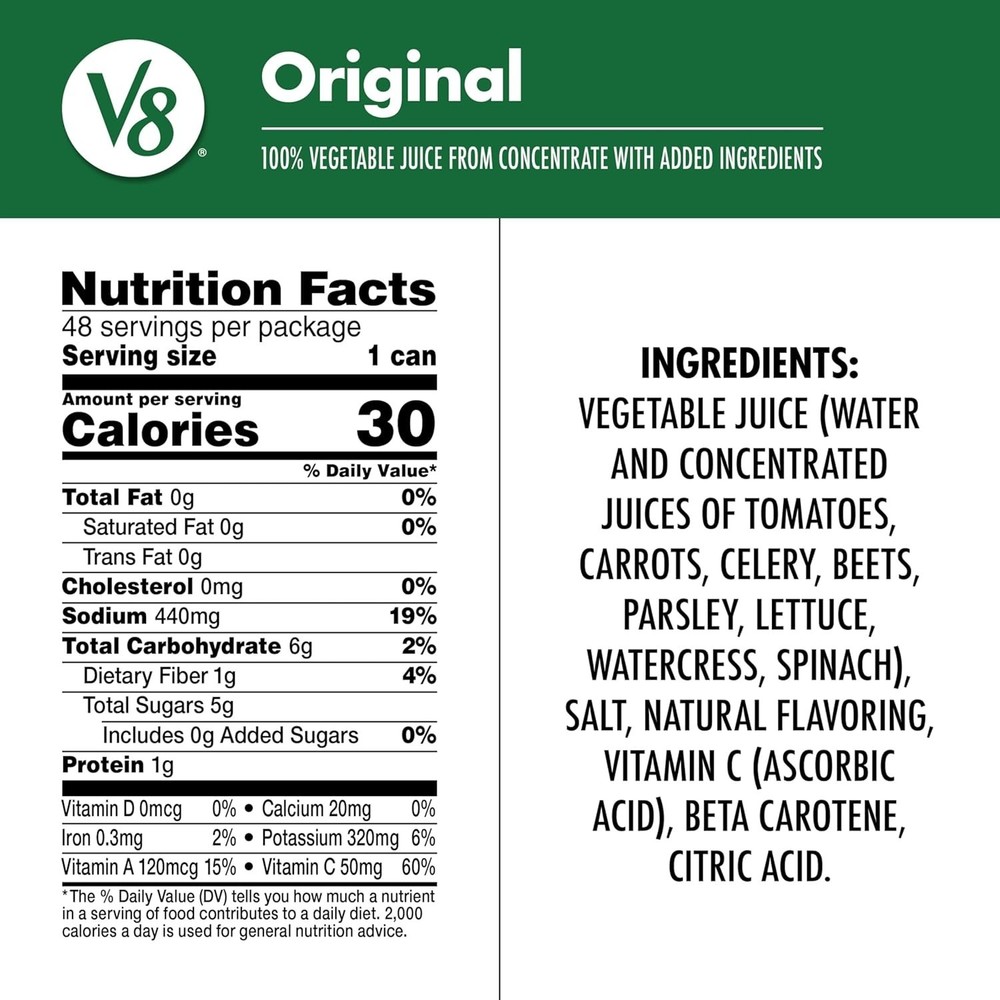 48-Pack 100% Vegetable Juice, 5.5 fl oz