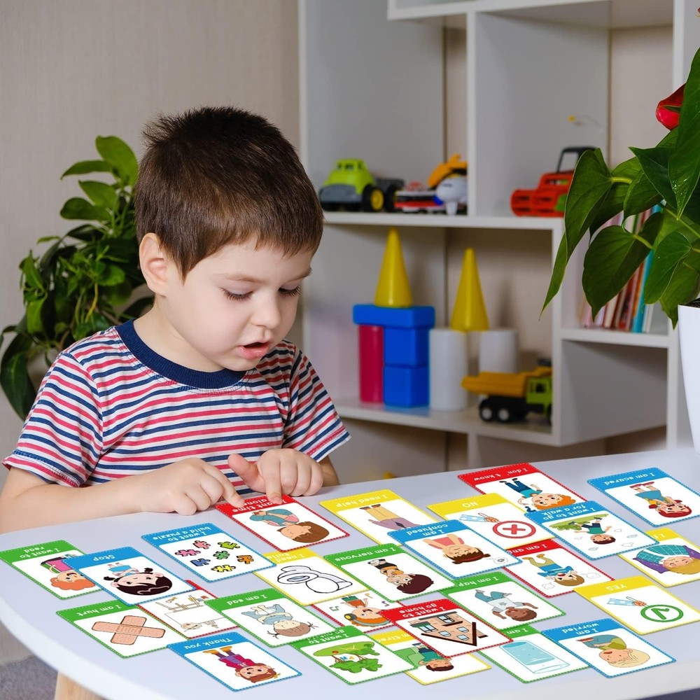 40PCS Autism Communication Cards Special Needs Visual Aid Flash Cards