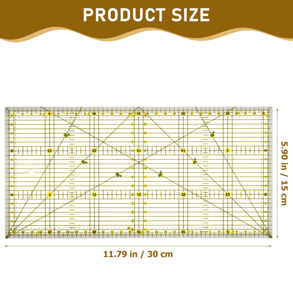 Patchwork Ruler for Quilting Projects with Non Slip Double Color Grid Lines