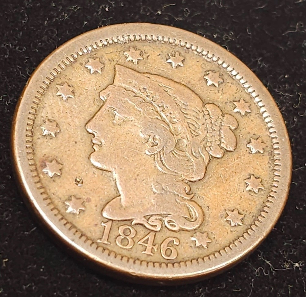 1846 Large Cent, Tall Date , Very Fine