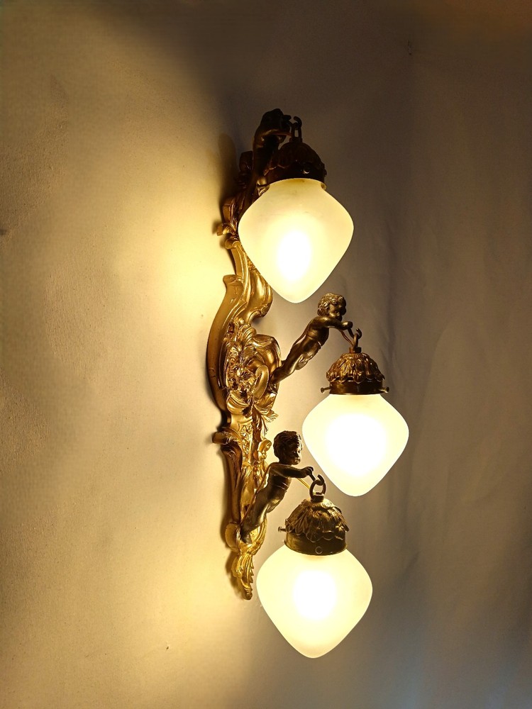 Wall light, Large palace sconce, Putti, Cupids, Rococo, Victorian Baroque