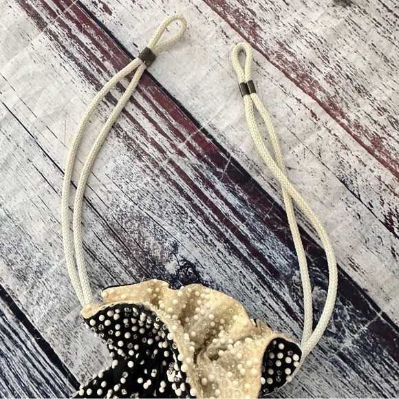 Vintage Beaded Purse String Reversible Bag Purse
