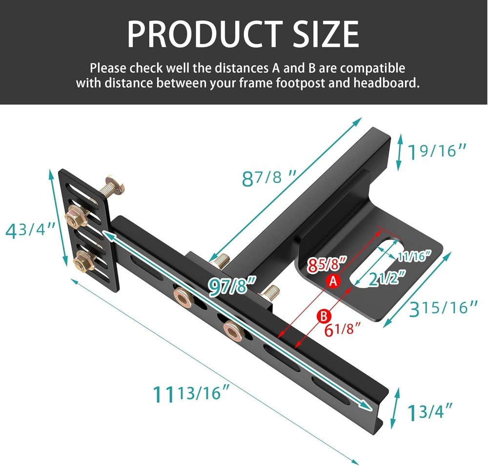 Customizable Headboard Brackets with Hardware - Fit for All Bed Frames, 2 Pack