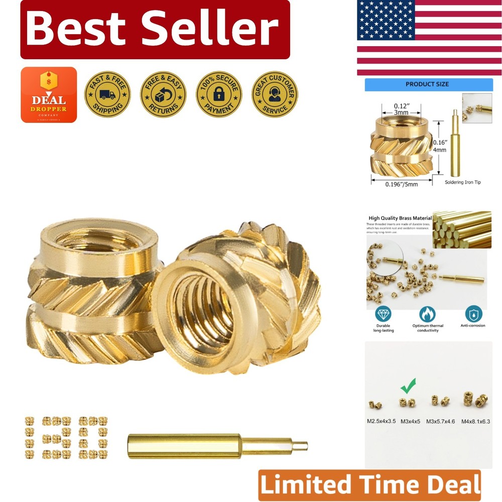 High-Quality 130 Pcs Brass Threaded Inserts M3x4x5 Kit - Ideal for Prototyping