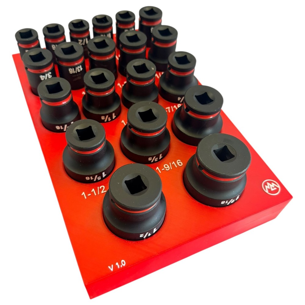 Milwaukee Packout 1/2" SAE Deep Impact Socket Tray 3D Printed 49-66-7012