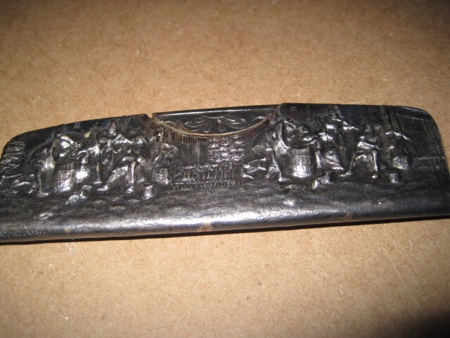 Vintage Jensen Denmark Silverplate Embossed Comb Holder & Turtle Comb