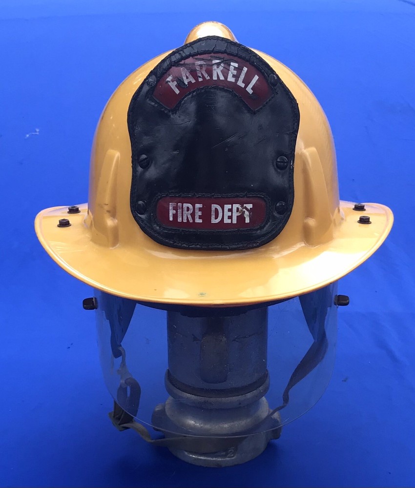 Antique MSA Fire Helmet with Riot Protection System with Leather Front