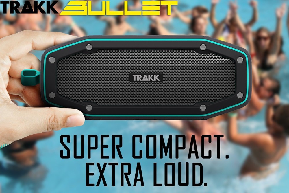 TRAKK BULLET Waterproof Bluetooth Speaker Featuring Next Generation MaxBass -