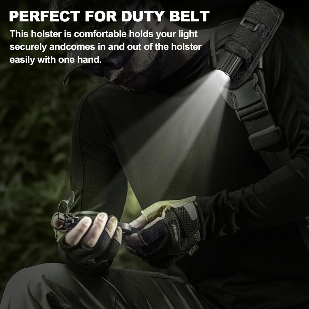 3Pcs Tactical Flashlight Holster Adjustable Torch Carry Case with 360° Rotatable