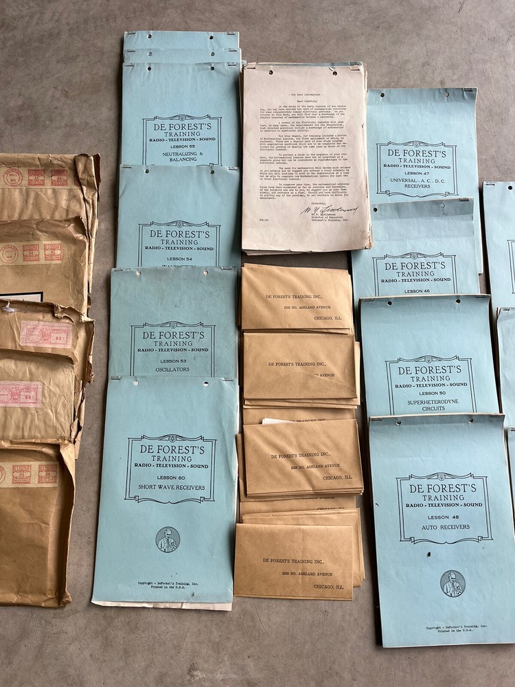 DeForest’s Training Radio Television Sound Work Packets And Original Mailing Pkg