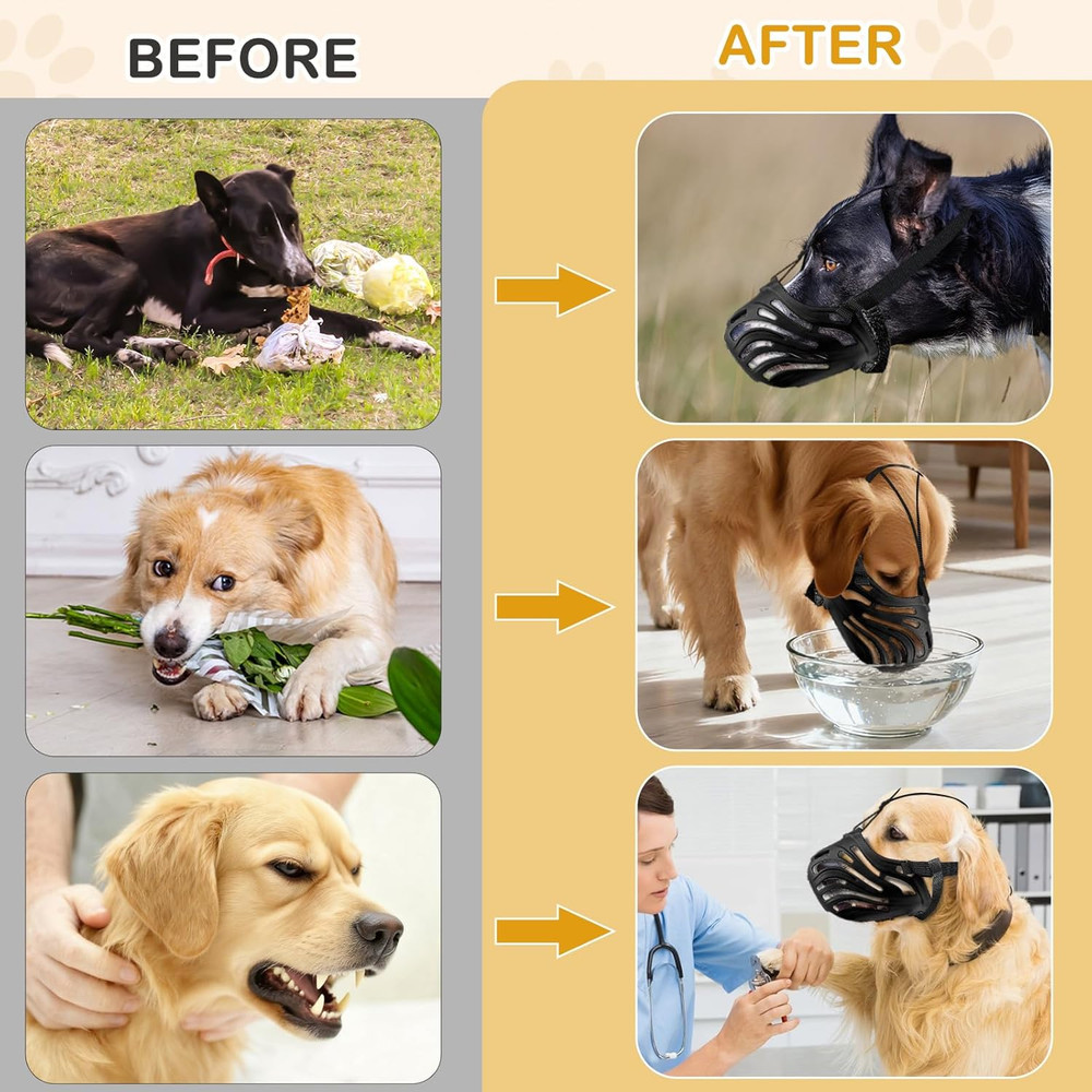 Dog Muzzle, Soft Breathable Dog Muzzles Suitable Dogs, Adjustable Basket Muzzles