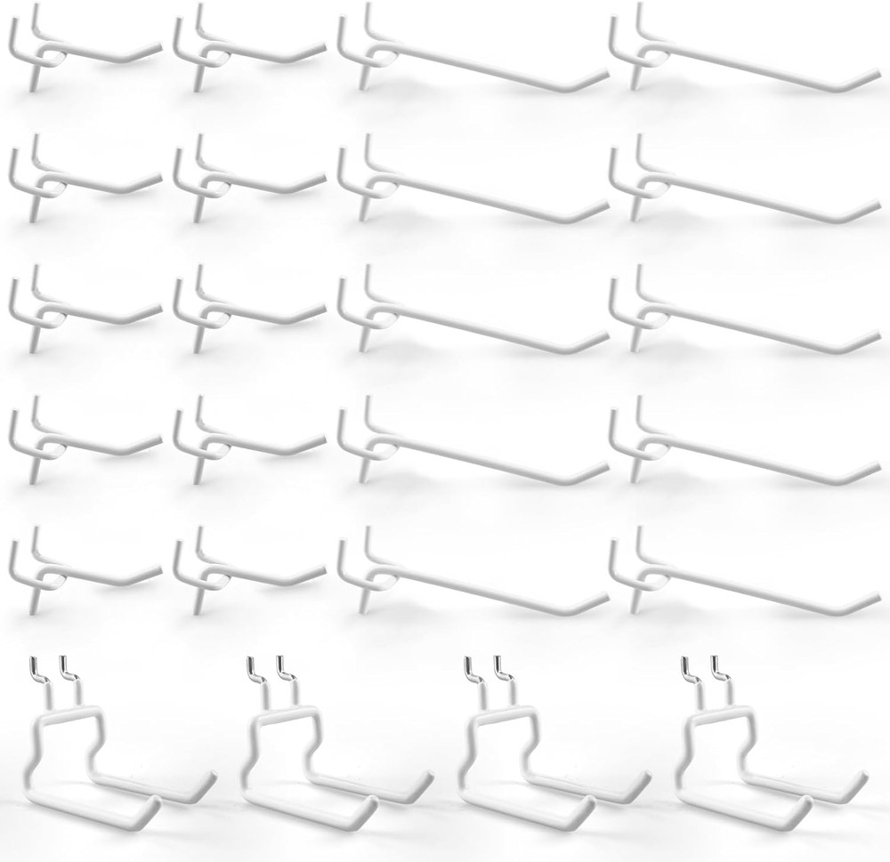 24-Pack Pegboard Hooks, 2" 4" Peg Board Tool Utility Hangers Fit 1/4" Pegboards,