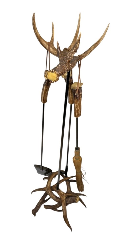 Antler Fireplace Tool Set Includes Three Fireplace Tools *READ*