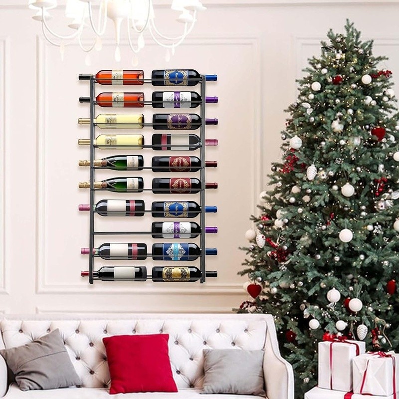 Wall Mounted Wine Rack Durable Storage 20 Bottles Modern Design Easy Install New