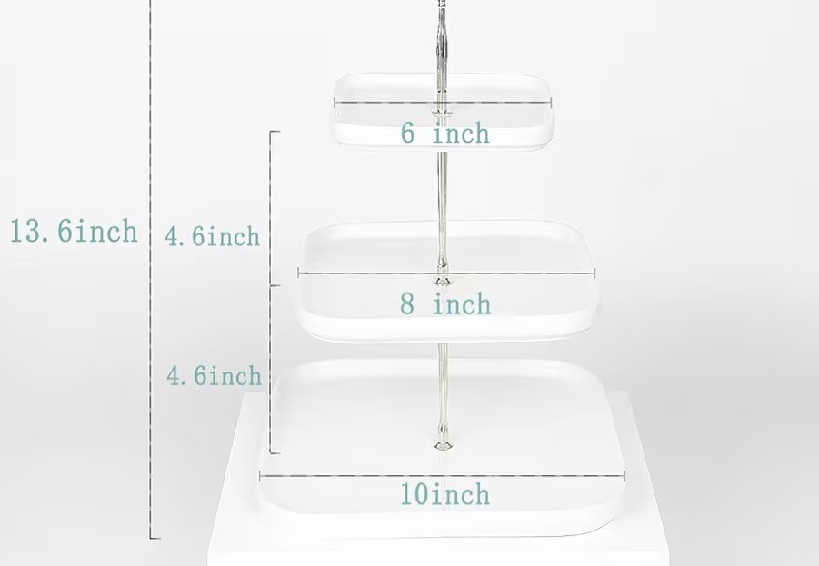 WHITE CERAMIC CAKE STAND, 3 TIERS, 27 CM