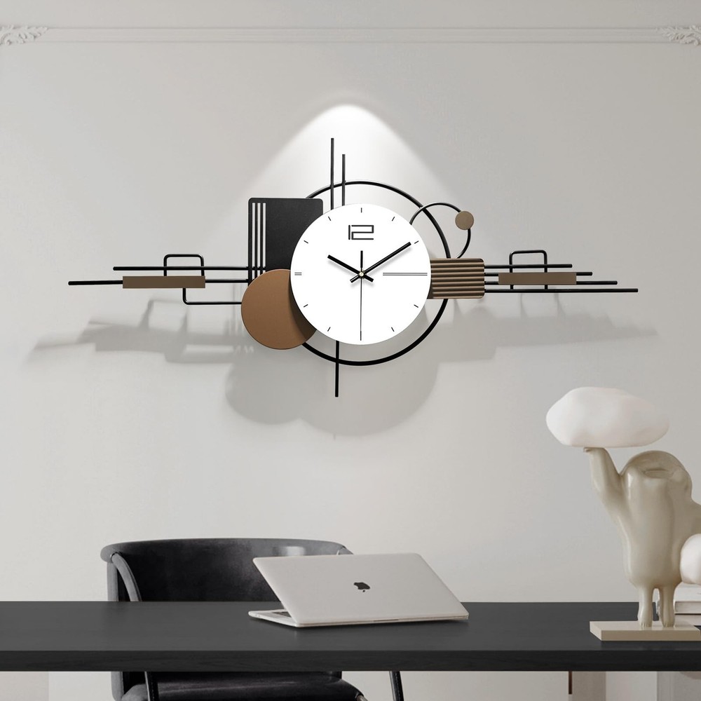 Modern Wall Clock for Living Room,Large Decorative Wall Clock,Creative Silent...