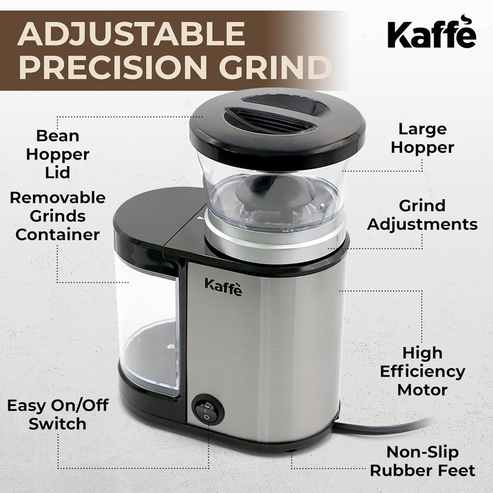Kaffe Electric Burr Coffee Grinder (5.5Oz) W/Adjustable Precise Coarseness Setti