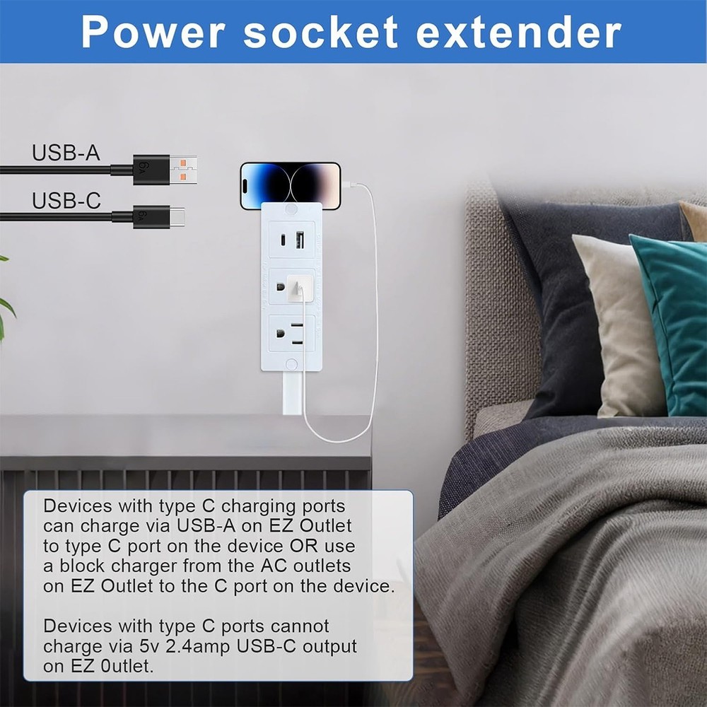 Rotating Extender Electrical Outlet Expander Power Socket Sofas Nightstands Desk