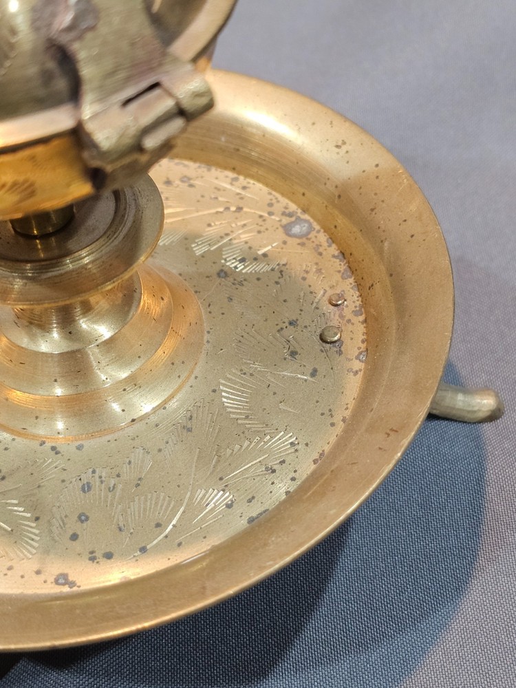 Vintage Arabic Brass Incense Burner Holder Etched