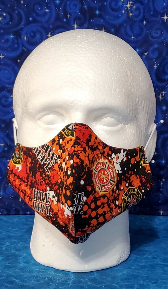 Washable Handmade Fabric Face Mask filter pocket FIREMAN FIRE DEPARTMENT