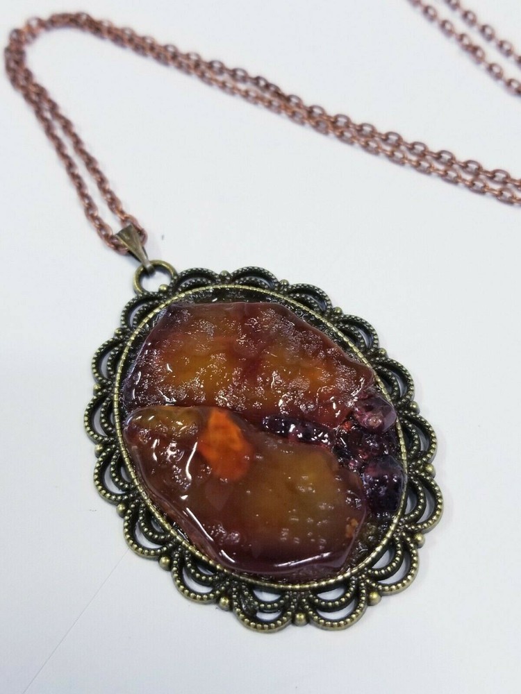 HANDCRAFTED BLOOD AGATE WITH GARNETS 20" NECKLACE
