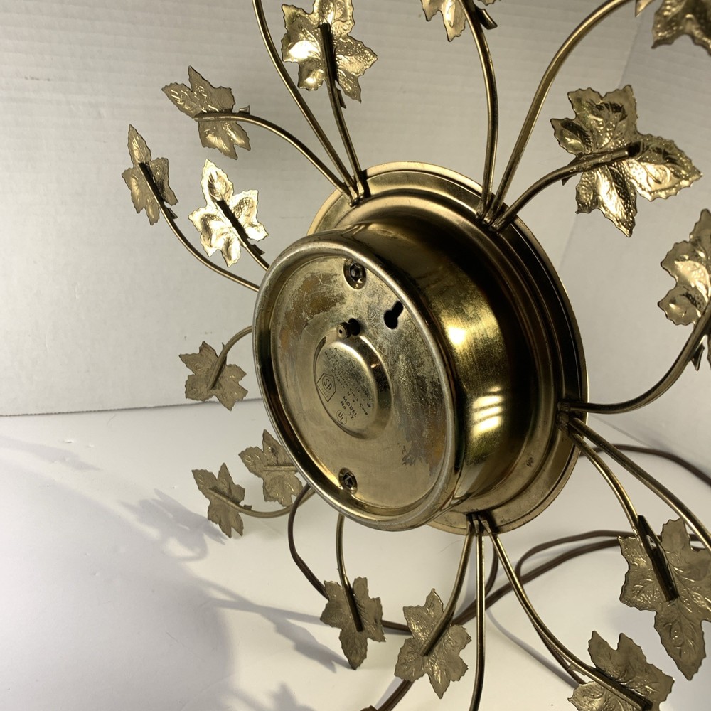 MCM Wall Clock Starburst Maple Leaf Design Brass Large 16” Works Choice