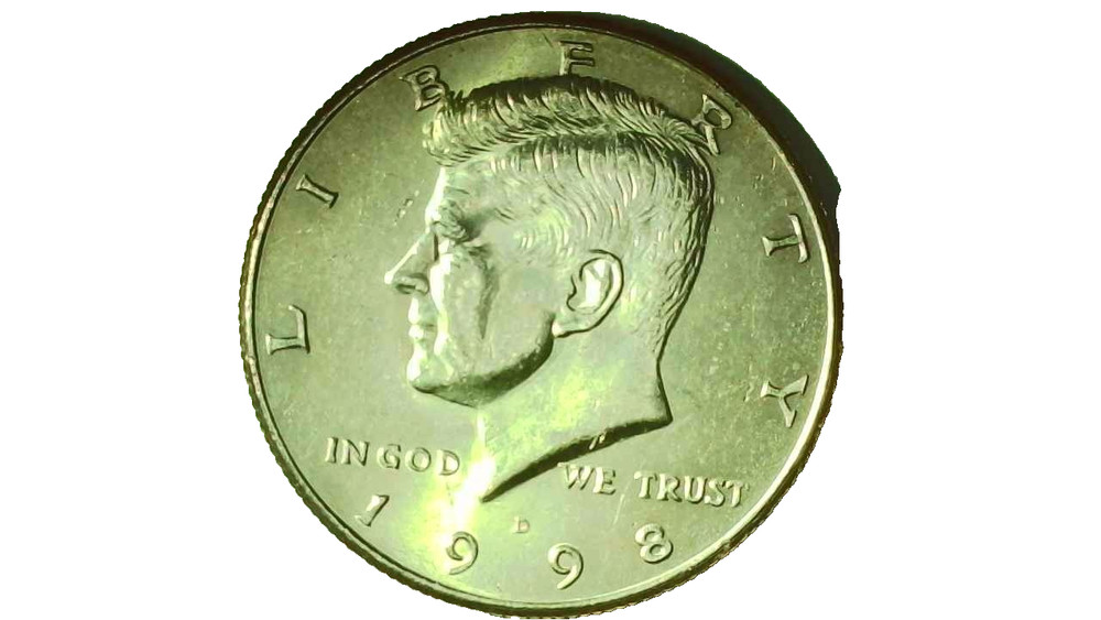 1998D Kennedy Half Dollar Error - Struck Through Obverse - #253