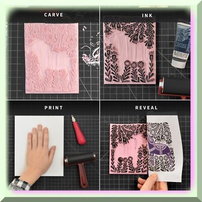 Complete Block Printing Kit with Ink and Tools