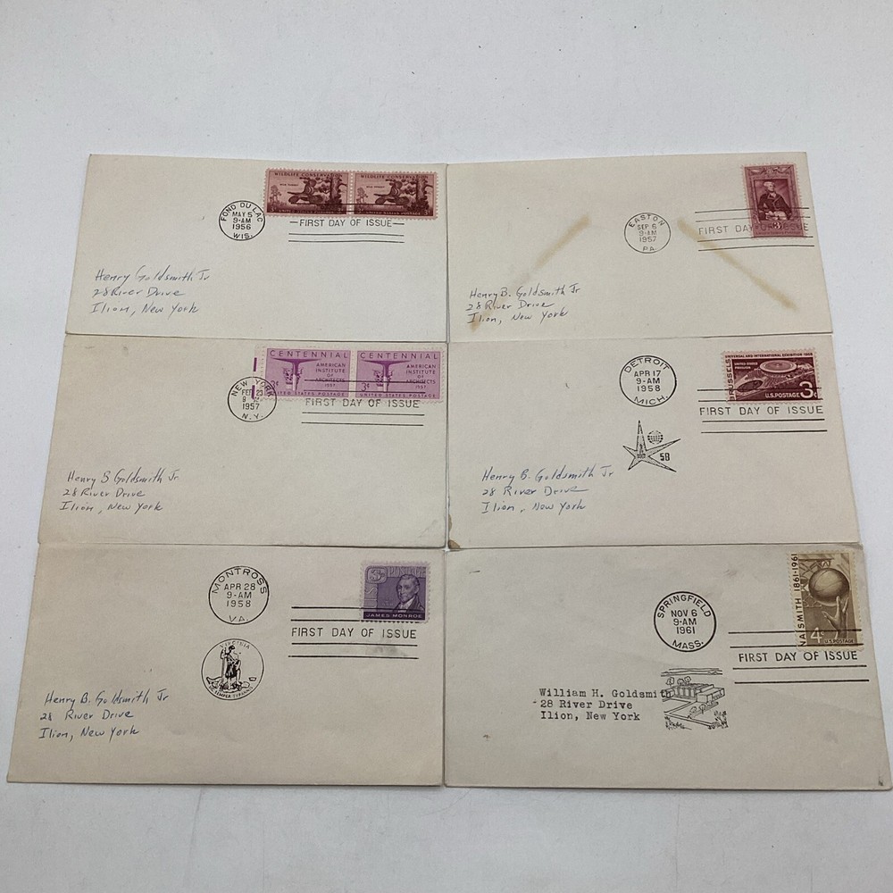 (6)1950 & 1961 Assorted Postal Card & Envelope Assorted Denominative Stamps FDC