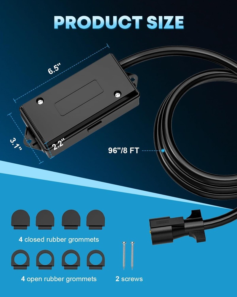 8FT RV Trailer Cord 7 Way Plug Inline Junction Box 7-Pole Wiring Harness Kit