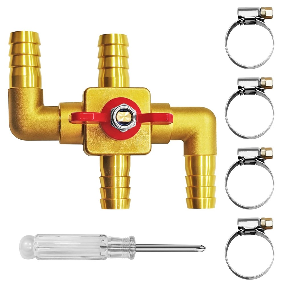 Solid Brass 5/8'' 4-Way Heater Control Valve, Automotive Bypass Kit