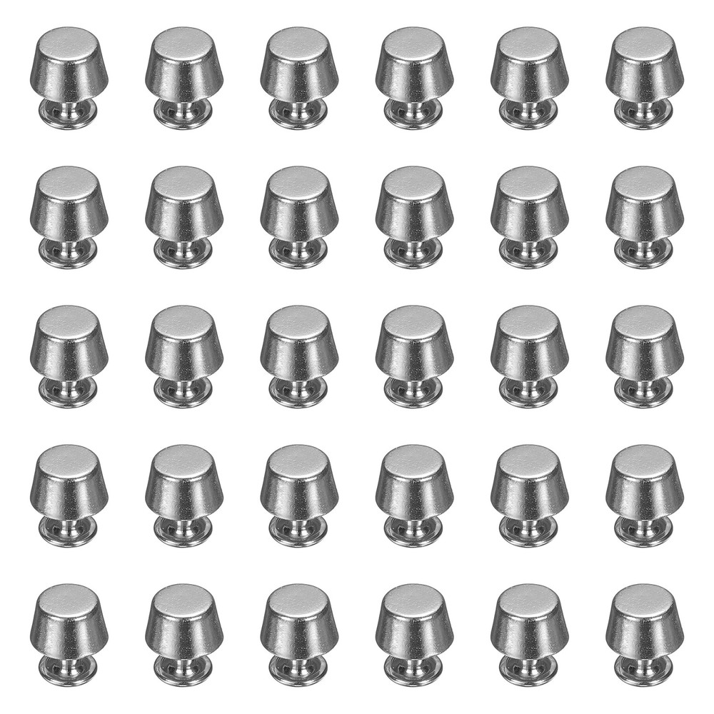 60pcs, Screw Back Rivets 8mm Feet Flat Head Metal Studs Bright Silver