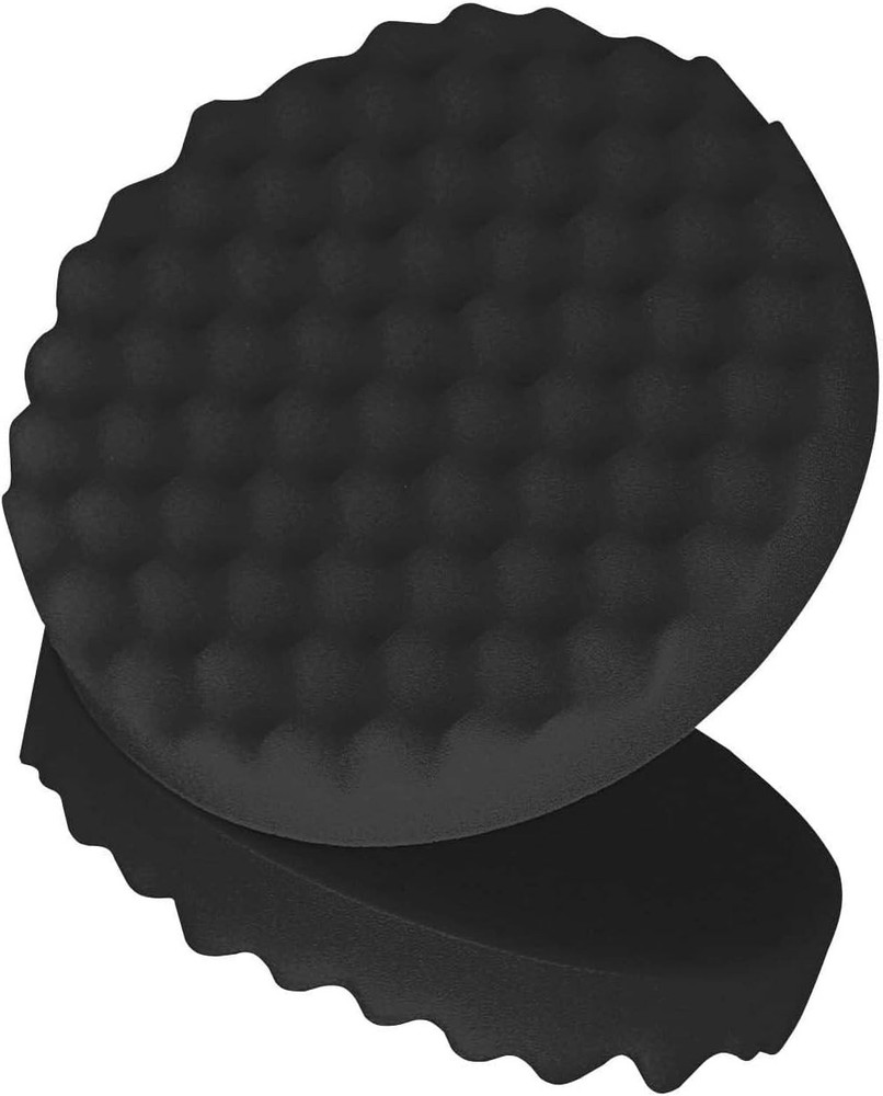 6 Inch Foam Compounding Buffing Pad,Single Sided, Flat Back, Hook and Loop-Black