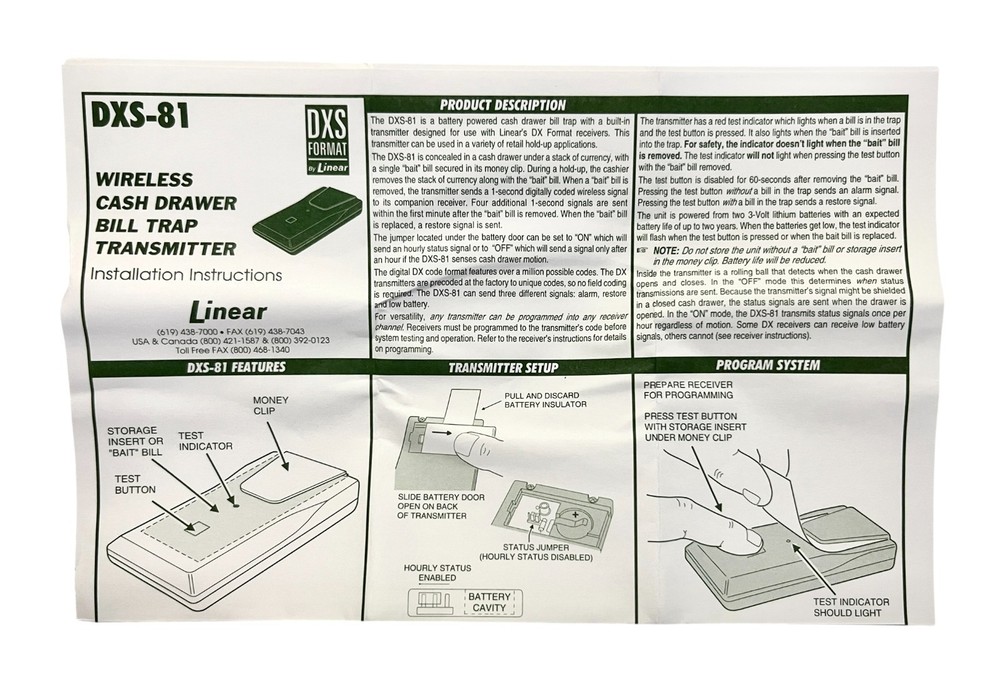Linear DXS-81 Supervised Bill Trap Black