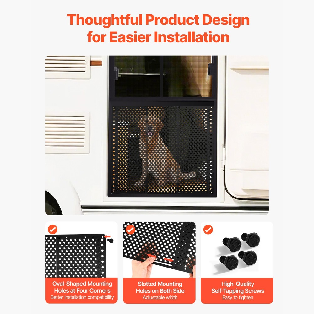 RV Screen Door Protector Adjusts from 22 to 31.5 in Adjustable Door Grille Black