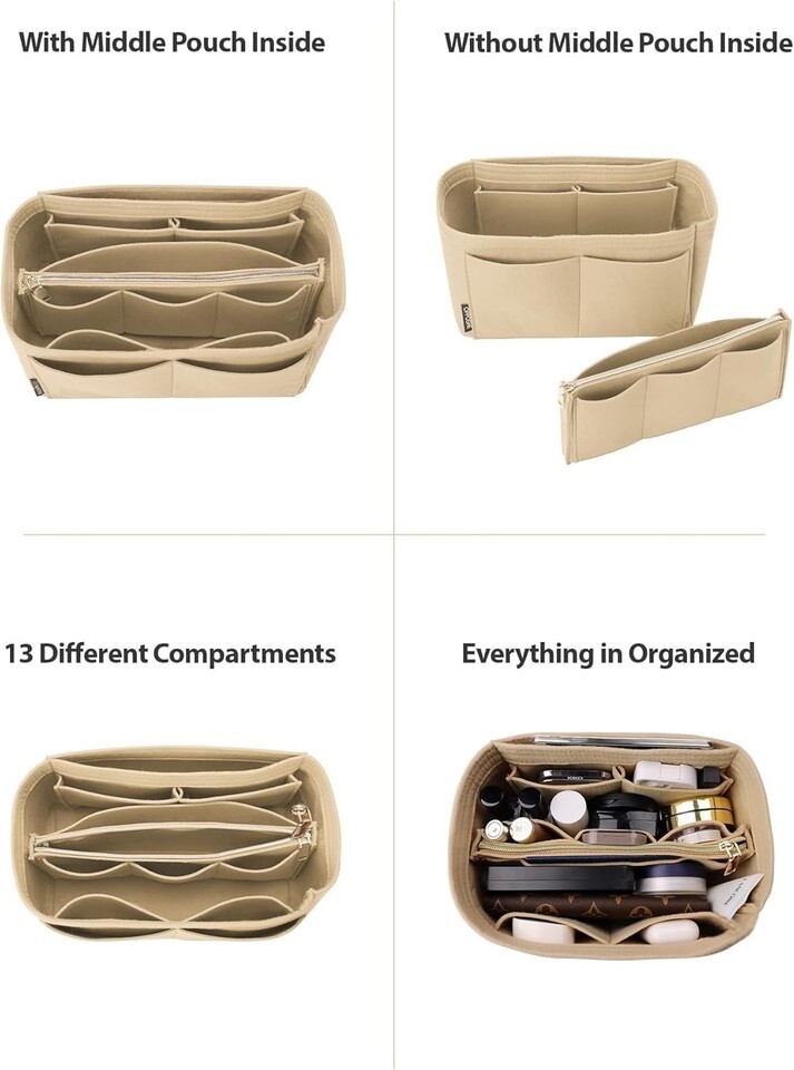 OMYSTYLE Purse Organizer Insert, Felt Tote Bag Organizer Insert (medium size)