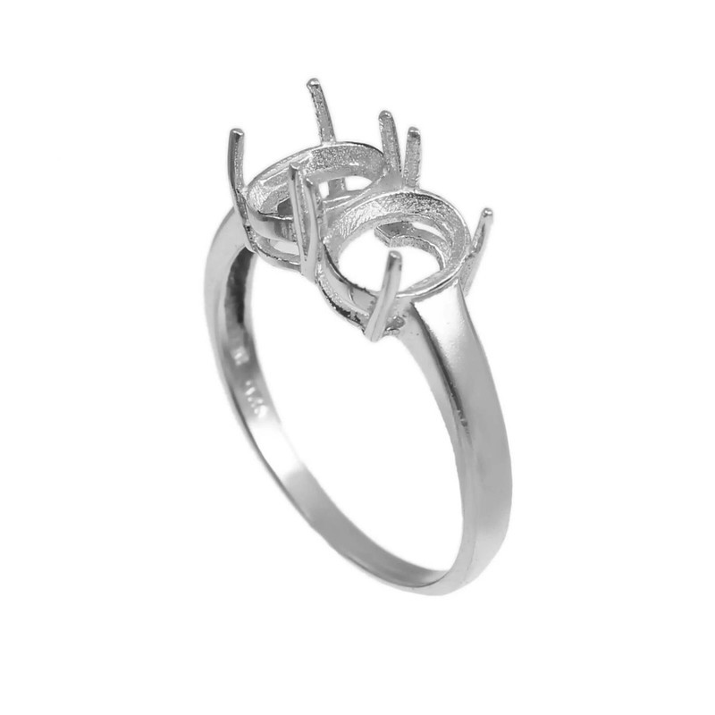 Semi Mount Ring Stone Setting Size 8x6 MM Oval Shape 925 Sterling Silver Ring