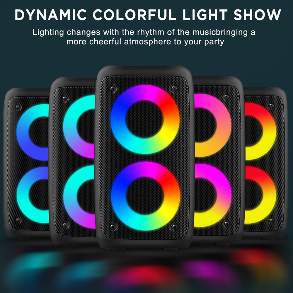 Bluetooth Speaker,Karaoke Speaker with 1 Wireless Microphone and 1 Wired Mic,...