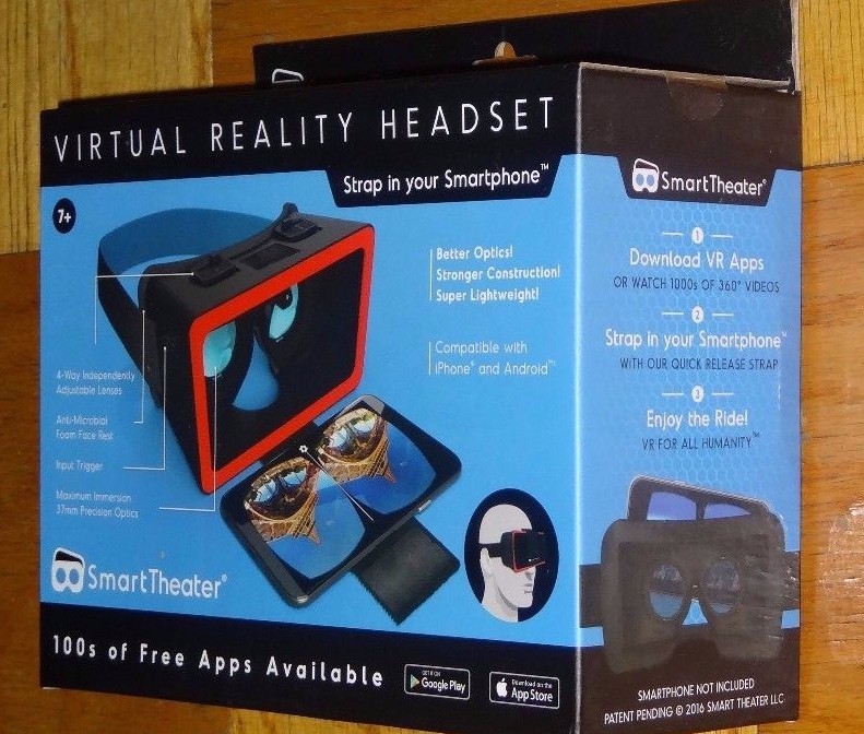 Smart Theater Virtual Reality Headset Black Strap iPhone Android Smartphone New