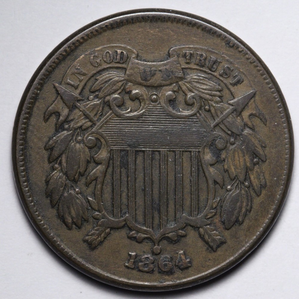 1864 Two Cent Piece AU E201 RKNM