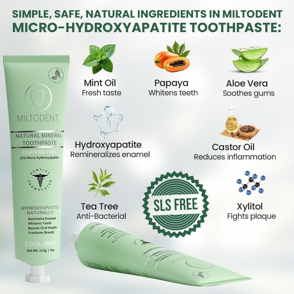 Hydroxyapatite Toothpaste – 15% Micro-Hydroxyapatite Premium Toothpaste Fluor...