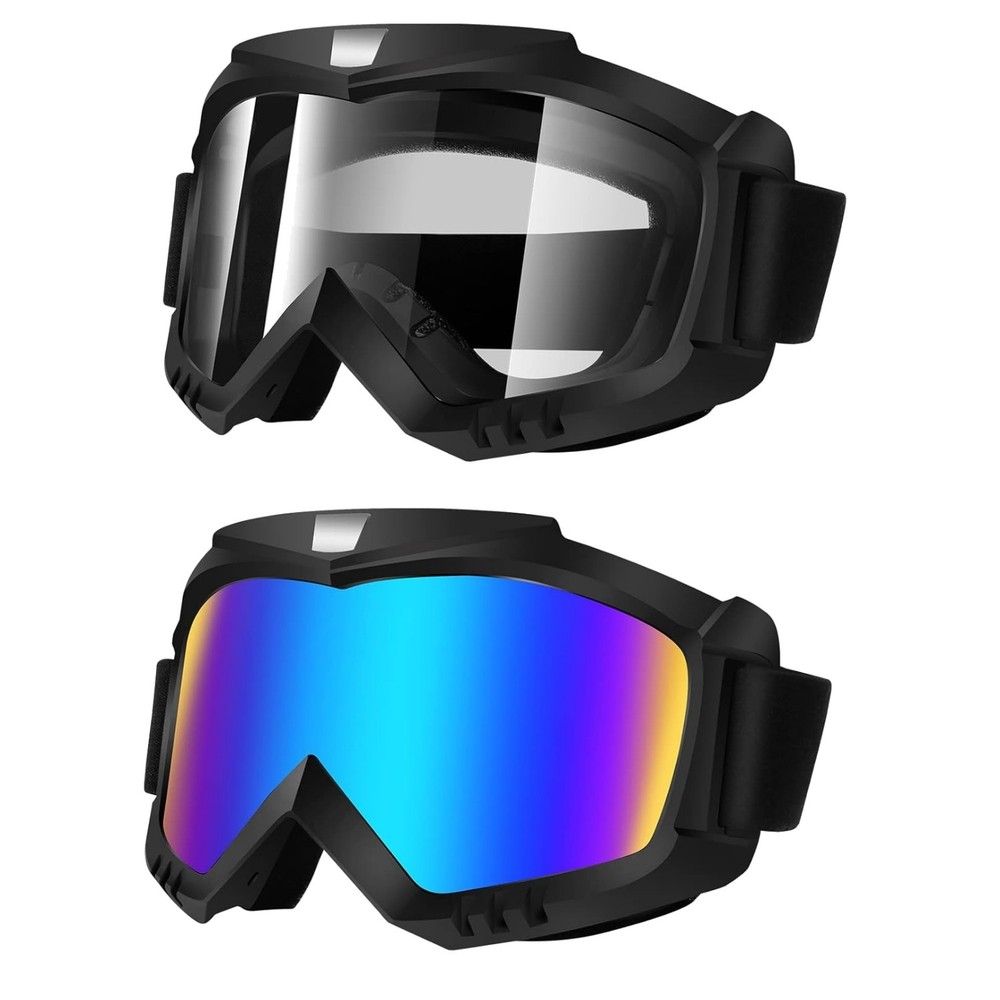 Multi-Purpose Windproof Racing Goggles for Motorcycling, Skiing & More - 2 Pack