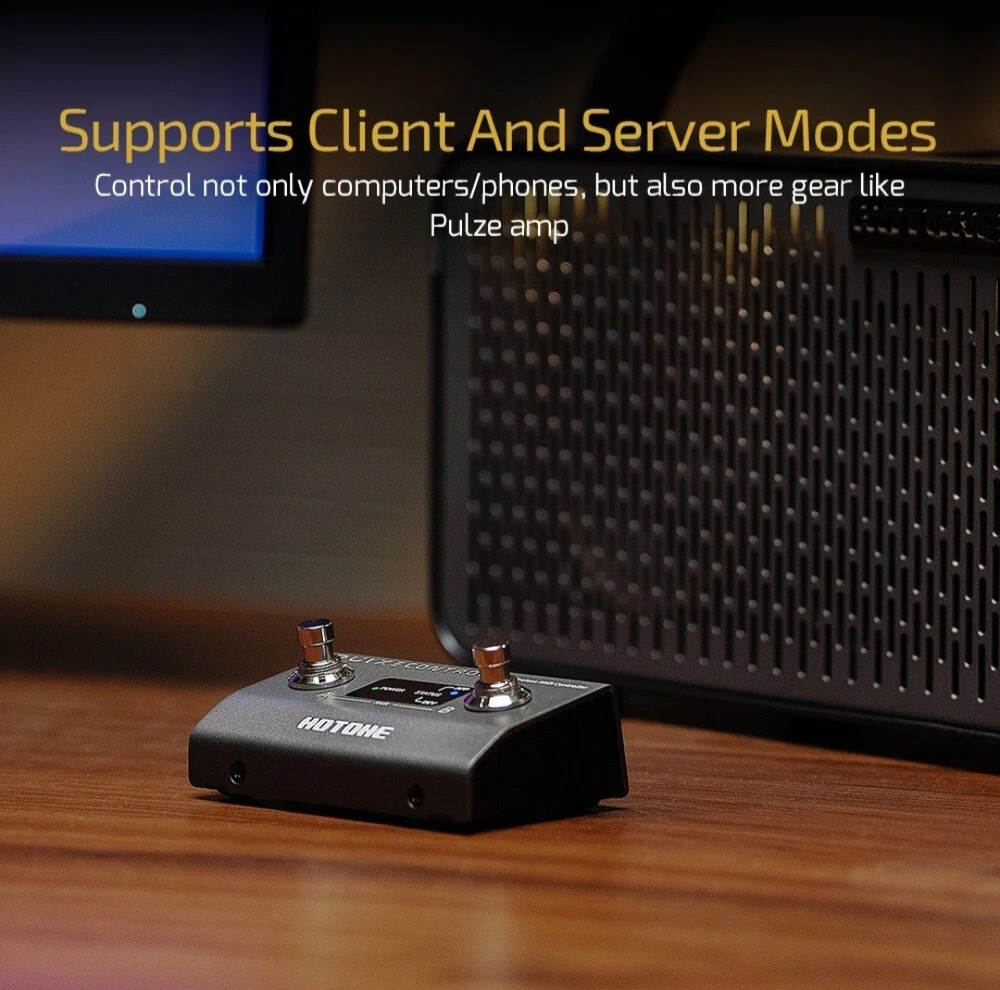 Hotone Pulse Control 2-Taste Wireless BT MIDI Fuß Controller Pedal NEW