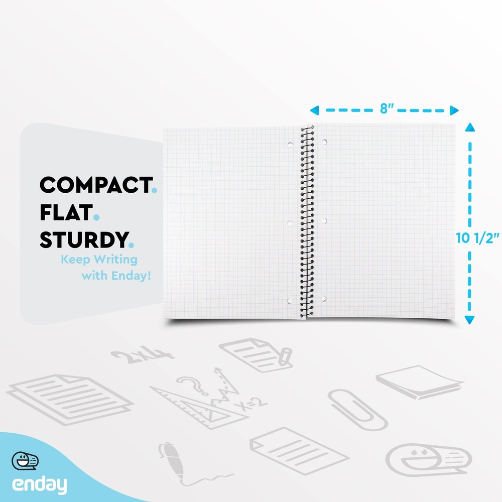 Emraw Graph Paper Notebook (4 Pack) Grid Notebook, Graph paper spiral noteboo...