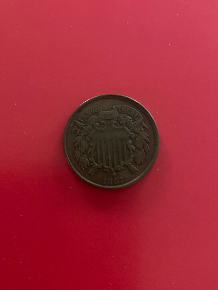 1867 Two Cent Piece AU+