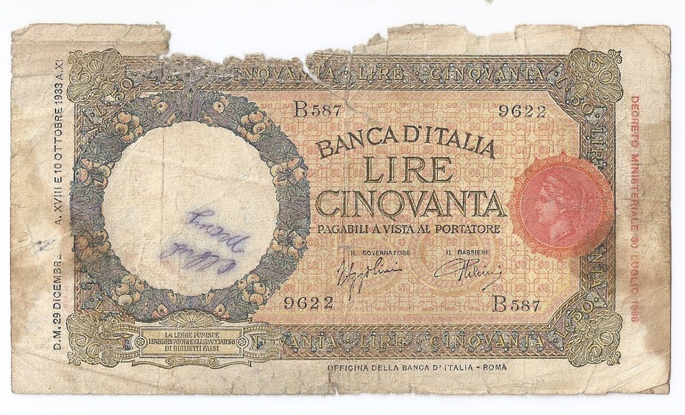 ITALY 50 lire 1933 Rare!!!!