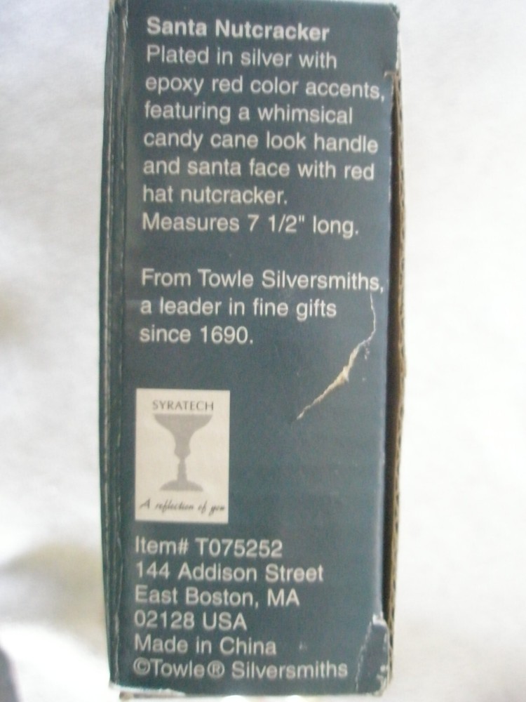 Santa Nutcracker silver plated w/ Candy Cane Handle 7 1/2" Towle Silversmiths